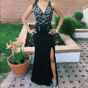 2017 BLACK MAXI PROM DRESS W SEQUINS